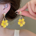 Sweet Floral Enamel Alloy Stud Earrings With Silver Pins, Fashion OL Flower Design For Women view 4