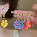 Sweet Floral Enamel Alloy Stud Earrings With Silver Pins, Fashion OL Flower Design For Women view 2