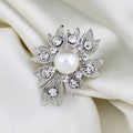Black Silver Tone Flower Metal Brooch Pin for Jackets and Lapels view 4
