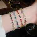 Light Luxury Copper Bangle With Colorful Zircon Geometric Gourd Design For Women view 1