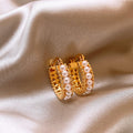 French Vintage U-Shaped Faux Pearl Ear Cuff Earrings, Elegant Geometric Round Light Luxury Jewelry view 3