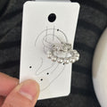Light Luxury Double Layer Zircon Faux Pearl Oval Geometric Clip-on Earrings For Non-Pierced Ears view 4