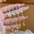 Sparkling Rhinestone Flower Copper Clip-on Earrings Sweet Fairy Light Luxury Ear Jewelry view 2