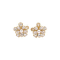 18K Gold Plated Copper Zircon Flower Stud Earrings With Silver Pins, French Elegant Style view 5