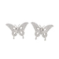 French Bow Tassel Faux Pearl Clip-on Earrings With Zircon Butterfly Light Luxury Ear Jewelry view 5