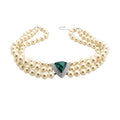 Vintage Court Style Layered Faux Pearl Beaded Rhinestone Triangle Choker Necklace for Women view 5