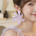 Elegant French Style Light Purple Acrylic Flower Studs With Silver Pin, Niche Statement Fashion Earrings view 1