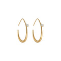 18K Gold Plated Copper Oval Hoop Earrings With Zircon Accents Minimalist Geometric Jewelry view 5