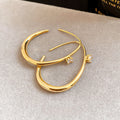 18K Gold Plated Copper Oval Hoop Earrings With Zircon Accents Minimalist Geometric Jewelry view 3