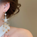 2026 New Faux Pearl Starfish Waterdrop Tassel Drop Earrings With Silver Pins For Women view 3