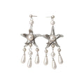 2026 New Faux Pearl Starfish Waterdrop Tassel Drop Earrings With Silver Pins For Women view 5