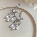 2026 New Faux Pearl Starfish Waterdrop Tassel Drop Earrings With Silver Pins For Women view 4