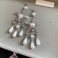 2026 New Faux Pearl Starfish Waterdrop Tassel Drop Earrings With Silver Pins For Women view 2
