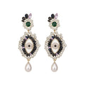 French Vintage Alloy Eye Pearl Rhinestone Stud Earrings, Court Style Light Luxury Jewelry view 5