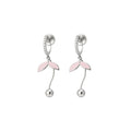 2026 Pink Leaf Pearl Copper Fish Tail Clip-on Earrings For Women Light Luxury Fashion Jewelry view 5