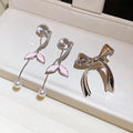 2026 Pink Leaf Pearl Copper Fish Tail Clip-on Earrings For Women Light Luxury Fashion Jewelry view 2