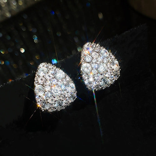 Light Luxury Copper Teardrop Zircon Stud Earrings With Silver Pins Elegant 2026 Design