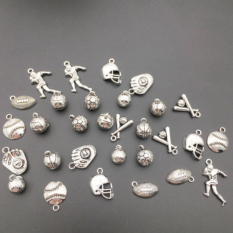 Vintage Zinc Alloy Soccer Basketball Volleyball Baseball Football Helmet Charm Pendants