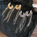 Alloy C-Shaped Metal Tassel Drop Earrings, Geometric Light Luxury Fashion Stud Style view 4