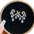 Gold Plated Copper Heart Zircon Waterdrop Tassel Drop Earrings With Silver Posts view 5