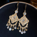 Vintage Court Style Alloy Water Drop Hollow Hook Earrings With Geometric Round Design view 2