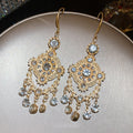 Vintage Court Style Alloy Water Drop Hollow Hook Earrings With Geometric Round Design view 4