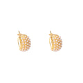 Elegant Vintage Gold Alloy Hoop Huggie Earrings With Textured Metal And Inlaid Faux Pearl Cluster Earrings view 5