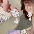 Copper Gradient Oil Painting Floral Petal Stud Earrings Beach Vacation Light Luxury Jewelry view 2