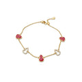 18K Gold Plated Copper Zircon Gourd Flower Bracelet Stud Earrings Jewelry Set For Women view 5
