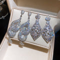 Copper Zircon Waterdrop Pendant Drop Earrings With Silver Posts Elegant Light Luxury Style view 3