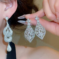 Copper Zircon Waterdrop Pendant Drop Earrings With Silver Posts Elegant Light Luxury Style view 2