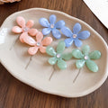 Candy Color Resin Flower Tassel Drop Earrings With Silver Pins Korean Sweet Spring Style view 2