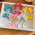 Ink Dyed Flower Alloy Stud Earrings With Oil Drip Enamel Floral Sweet Summer Design view 1