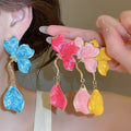 Ink Dyed Flower Alloy Stud Earrings With Oil Drip Enamel Floral Sweet Summer Design view 2