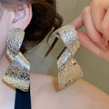 2026 New Iron Geometric Crinkle Irregular Pendant Stud Drop Earrings, Bold European American Style view 3