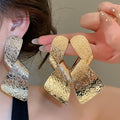 2026 New Iron Geometric Crinkle Irregular Pendant Stud Drop Earrings, Bold European American Style view 1