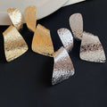 2026 New Iron Geometric Crinkle Irregular Pendant Stud Drop Earrings, Bold European American Style view 4