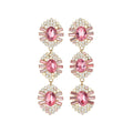 Sparkling Alloy Oval Rhinestone Stud Earrings With Silver Pins For Bridal Princess Style view 5
