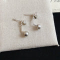 French Vintage Alloy Geometric Square Round Stud Earrings, Minimalist Commuter Style view 2