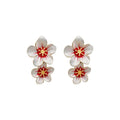 Alloy Silver Needle Enamel Flower Stud Earrings Fresh Sweet Beach Vacation Style view 5