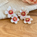 Alloy Silver Needle Enamel Flower Stud Earrings Fresh Sweet Beach Vacation Style view 4