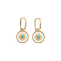 24K Gold Plated Round Mother Of Pearl Clip Earrings French Vintage Geometric Luxury Style view 5
