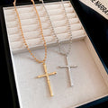 Alloy Long Cross Pendant Sweater Necklace, Simple Sweet Cool Geometric Clavicle Chain view 4