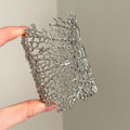 2026 European Style Alloy Coral Leaf Wide Openwork Statement Bangle For Women view 4