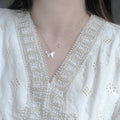 2026 New White Mother Of Pearl Bow Necklace Copper Light Luxury Delicate Clavicle Chain view 1