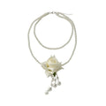 French Elegant Rose Flower Tassel Double Layer Faux Pearl Sweater Necklace Floral Pastoral Collarbone Chain view 5