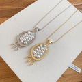 French Oval Pearl Alloy Sweater Necklace Old Money Geometric Long Clavicle Chain view 4
