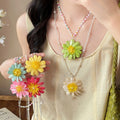 Light Luxury Artificial Crystal Beaded Flower Necklace, Sweet Vacation Style Collarbone Chain view 1