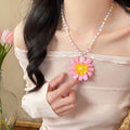 Light Luxury Artificial Crystal Beaded Flower Necklace, Sweet Vacation Style Collarbone Chain view 2