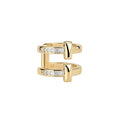 14K Gold Plated Copper Round Cross Pearl Zircon Clip-on Earrings Minimalist Geometric Ear Cuffs view 5